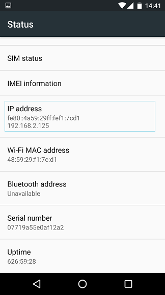 Android device IP address