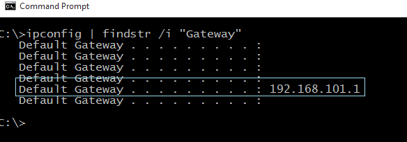 Windows CMD - Network Default Gateway