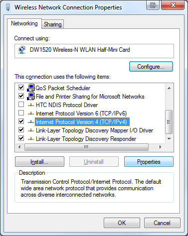 Windows 7 select IPv4 network settings