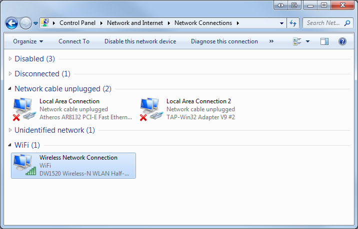 Windows 7 select network connection