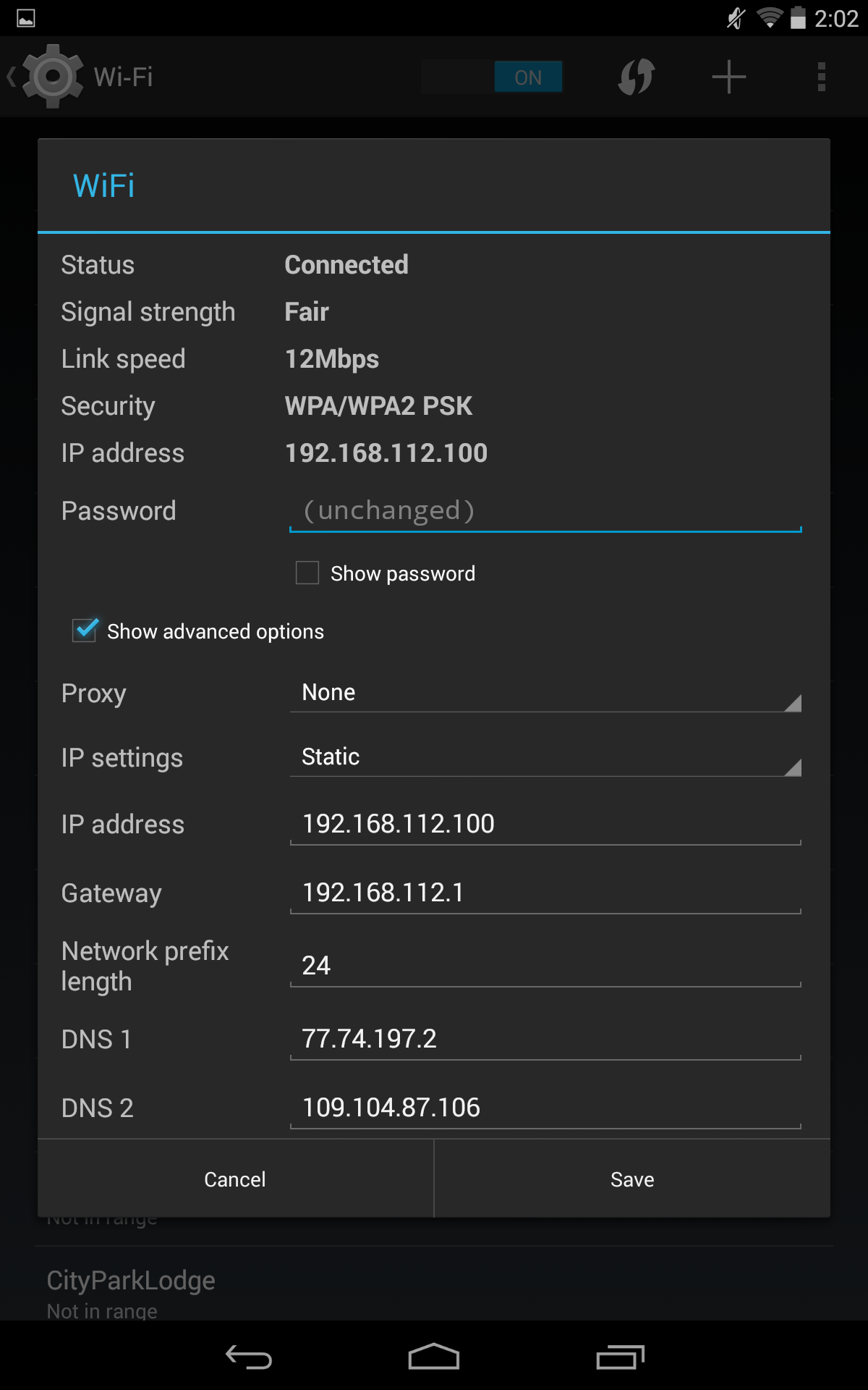 Android settings select wifi