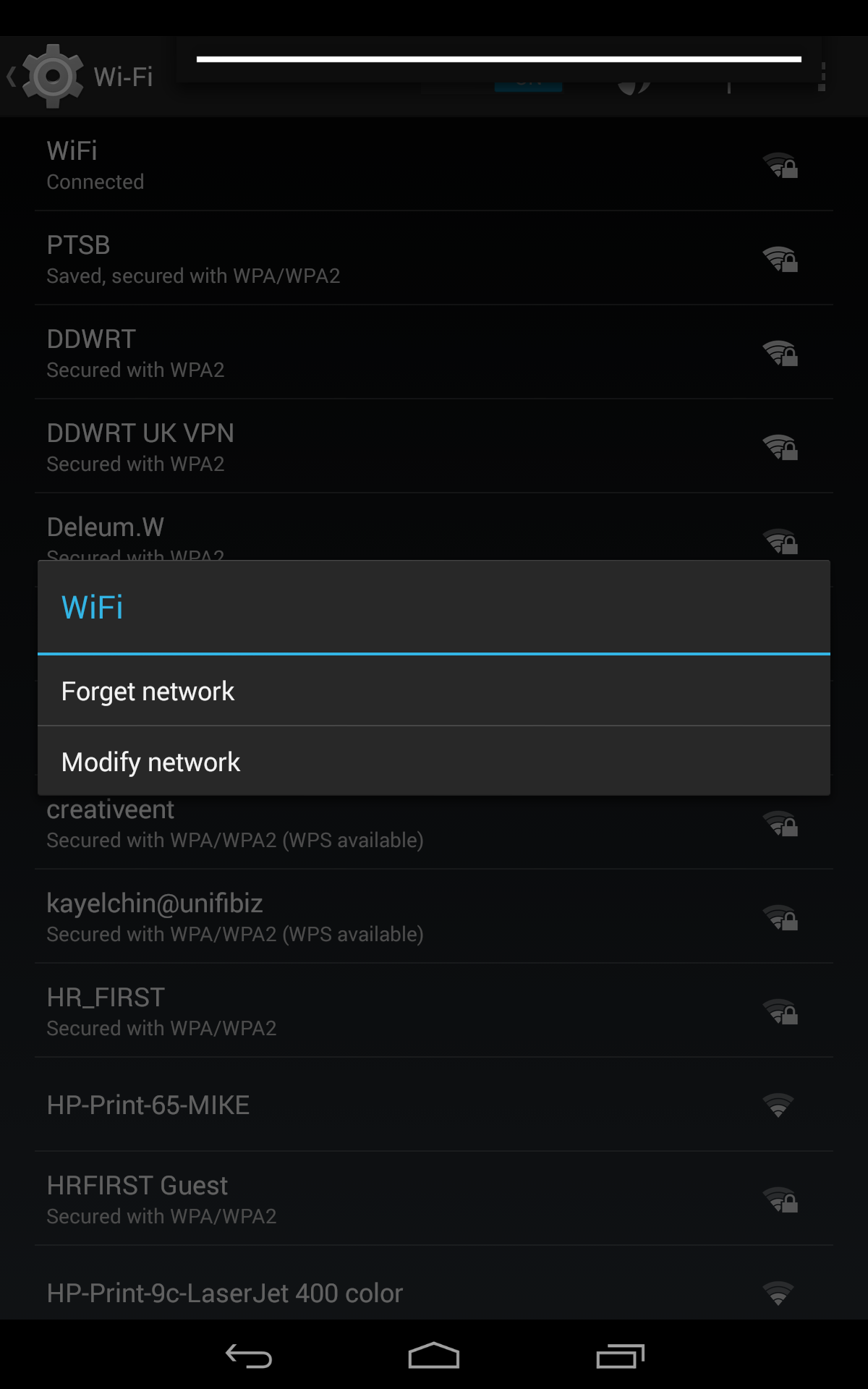 Android modify wifi settings