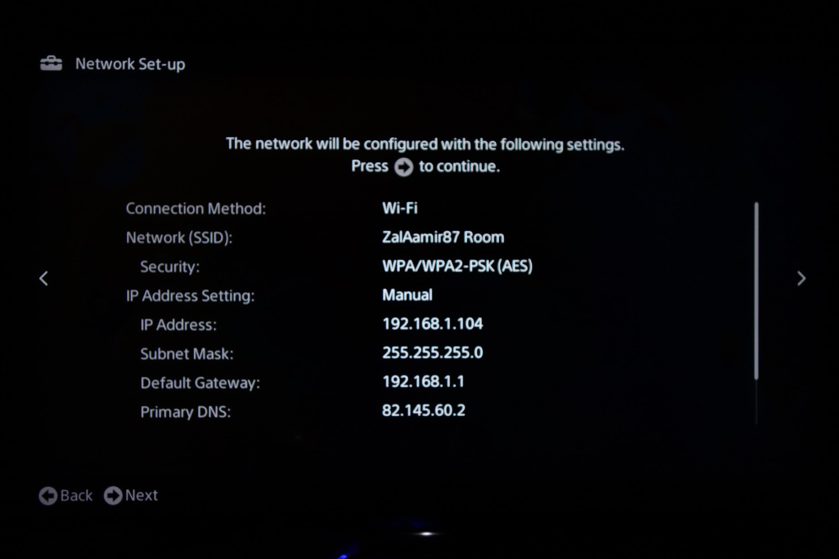 Sony Bravia network confirmation