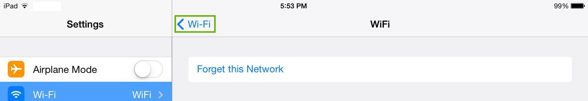 iOS iPad go back to Wi-Fi