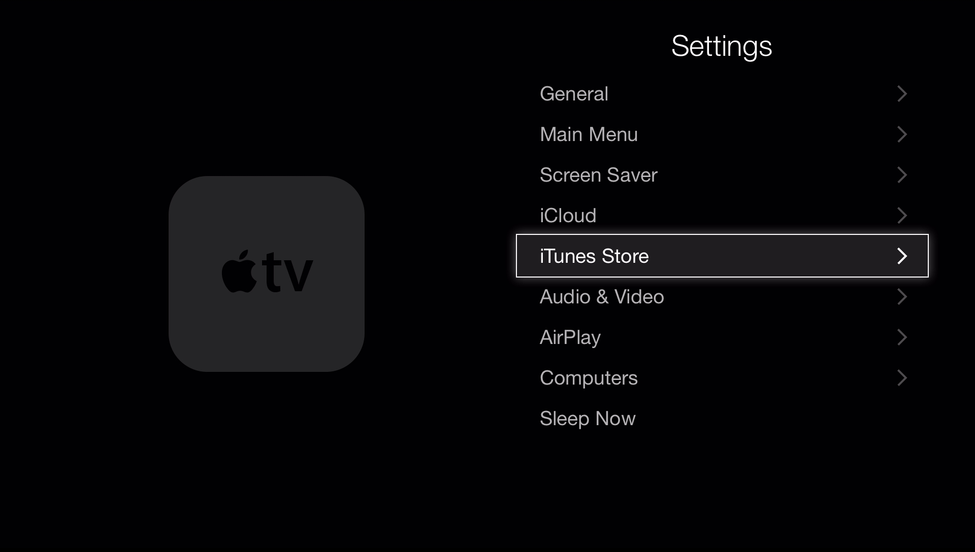 enter itunes store in apple tv