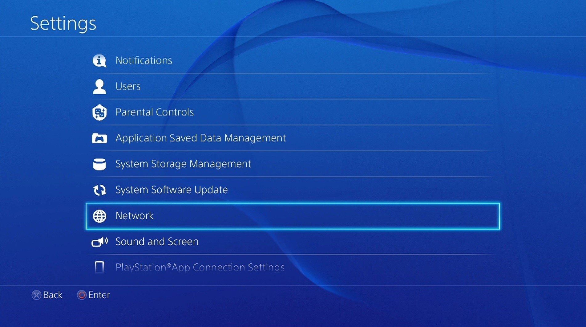 ps4 network settings menu