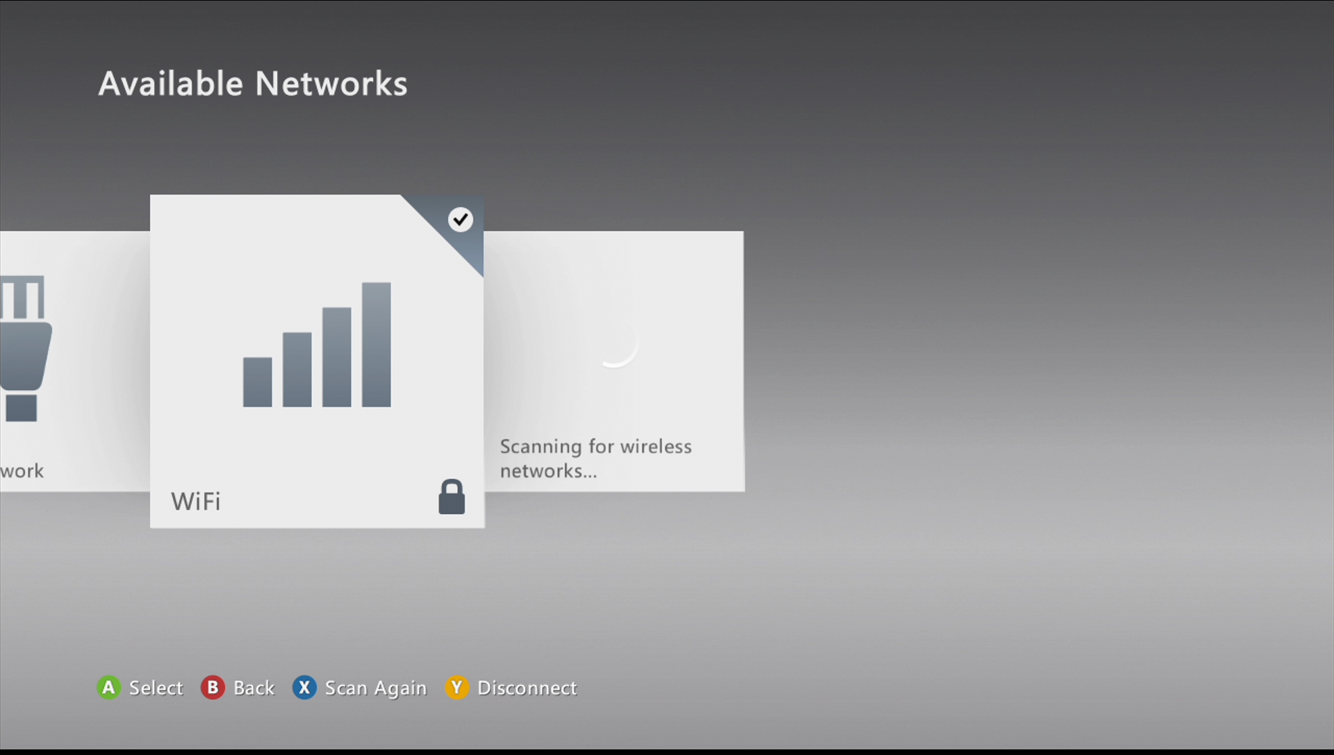 xbox 360 select network connection, wifi