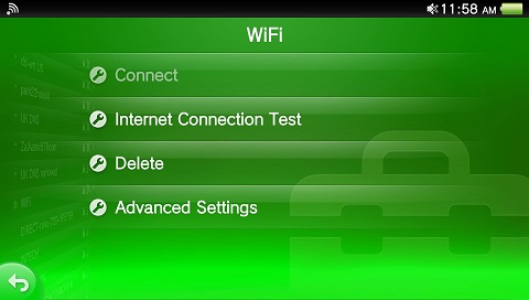 PS Vita wifi settings menu