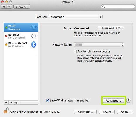 osx advanced network settings