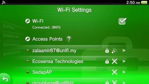 PS Vita wifi settings