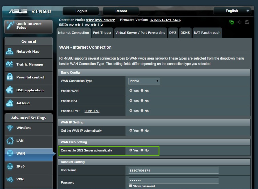 asus router advanced wan settings