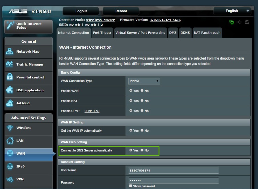 asus router advanced wan settings