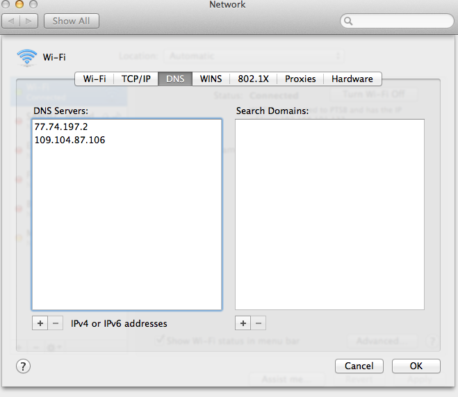 osx dns setup