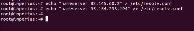 Linux terminal enter dns