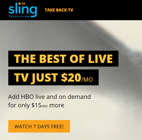 Sling TV Home page