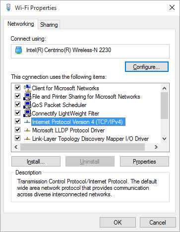 windows 10 network adapter properties