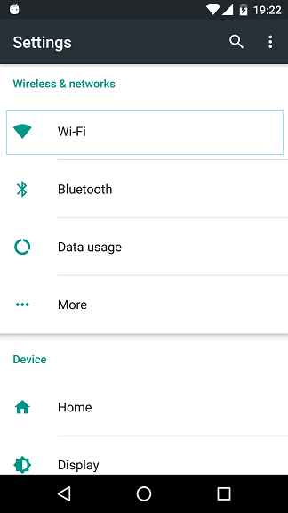 Select Wifi from Android Settings page on Android Marshmallow