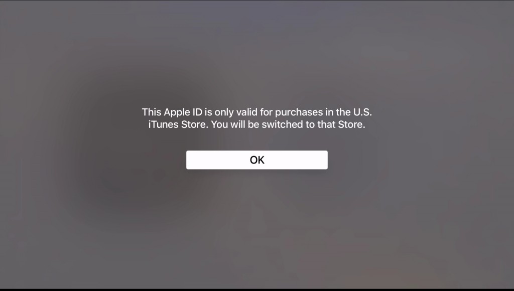 Apple TV 4 App Store region switch