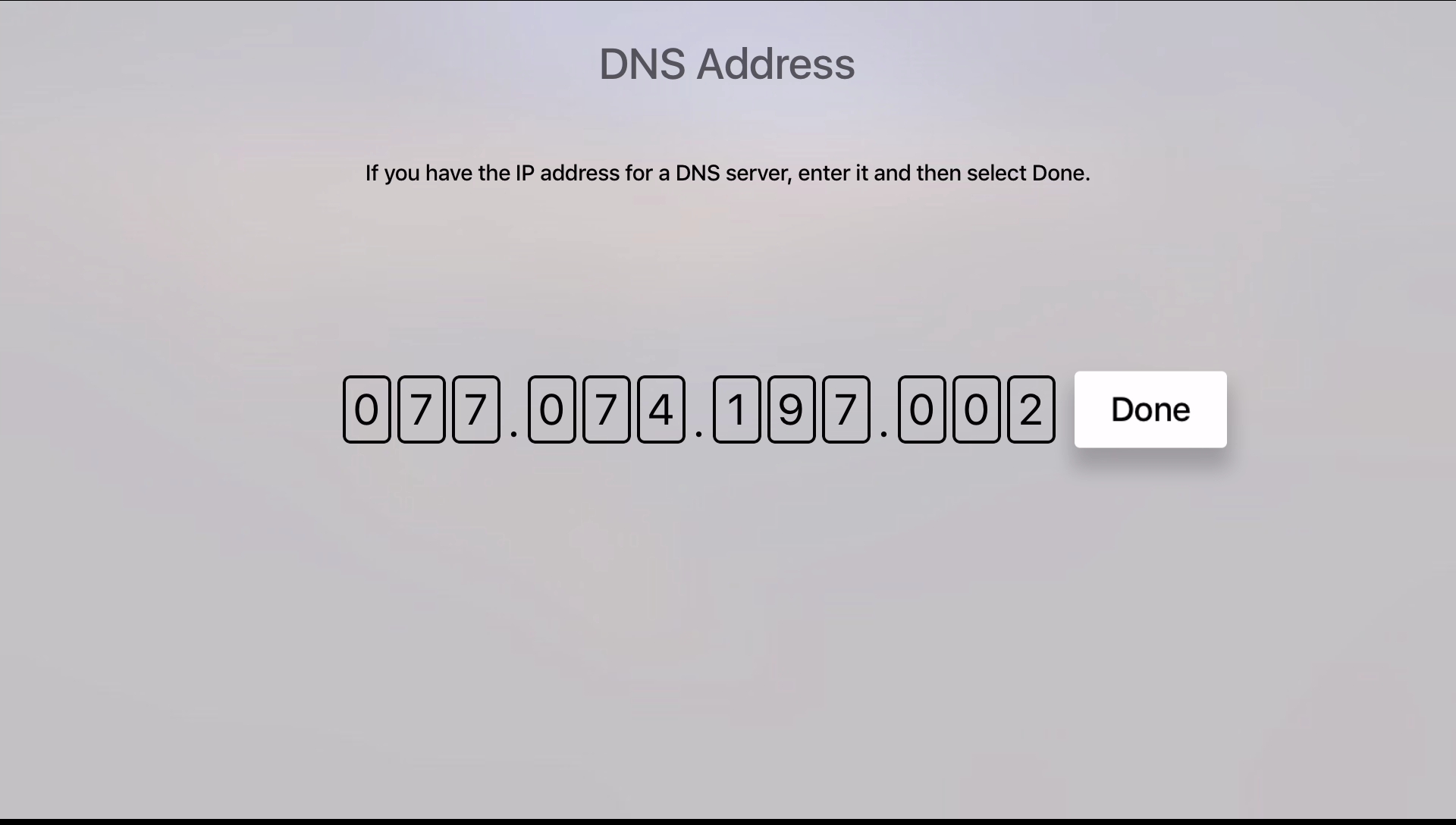 Apple TV 4 enter Simpletelly DNS