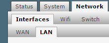 Entering the LAN settings of OpenWRT firmware