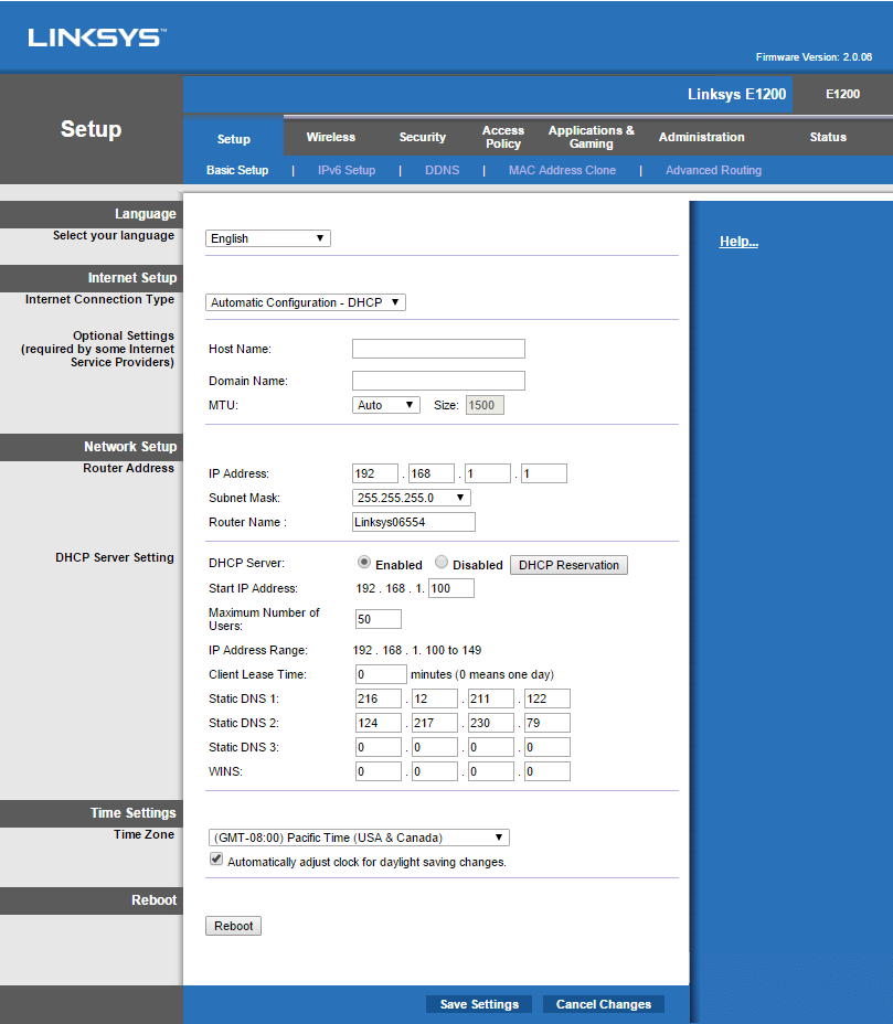 Linksys-DNS-Entered