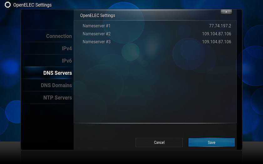 OpenElec Kodi DNS settings