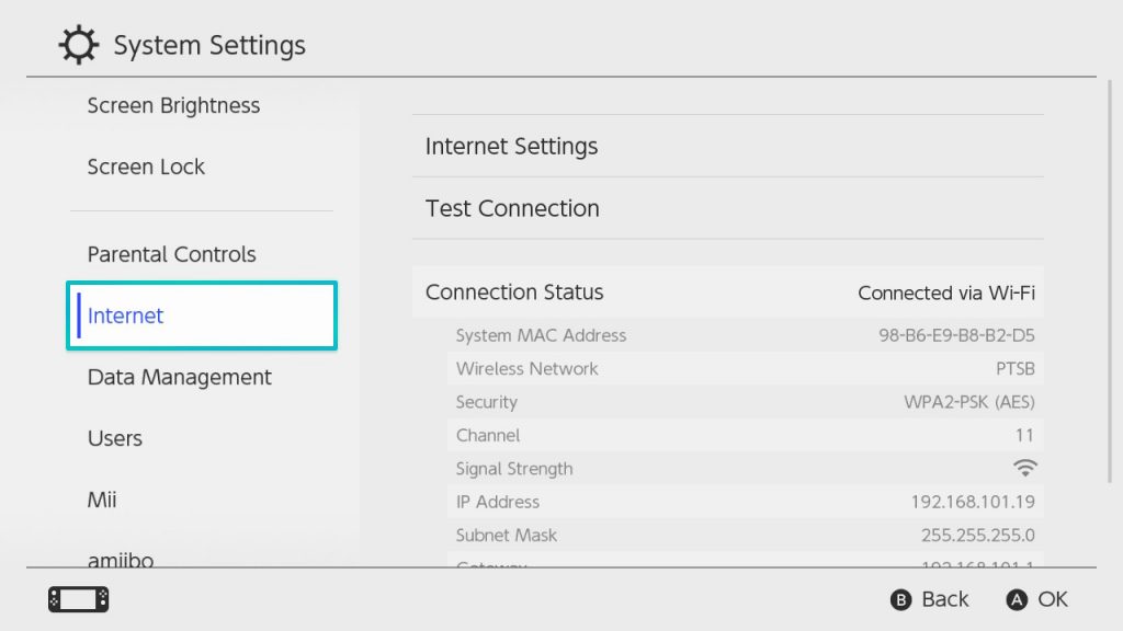 Nintendo System Settings